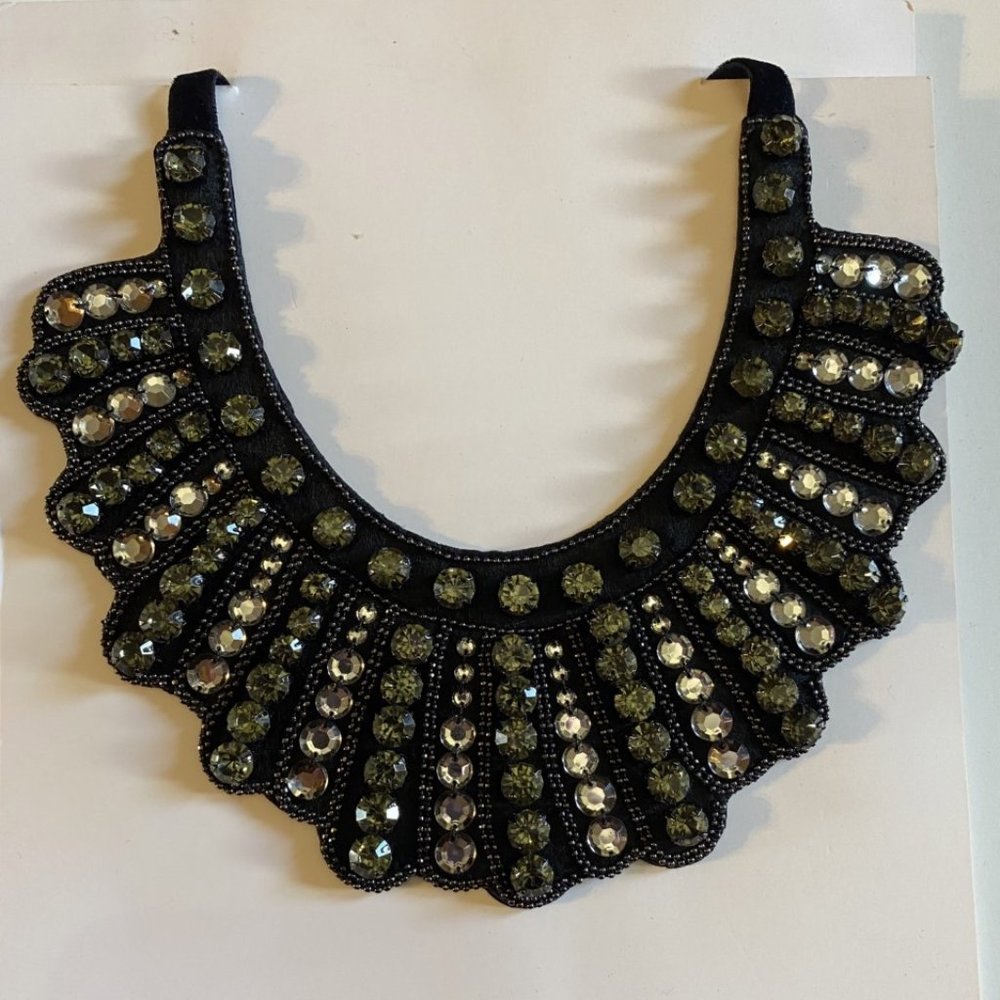 Statement Fabric Beaded Bib Neklace